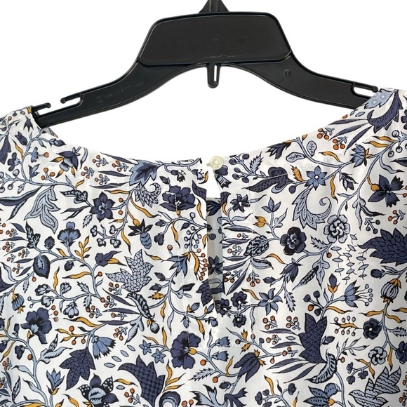 Loft Floral Vine Shirttail Blouse, Blue & Yellow floral top, size L - Picture 7 of 13